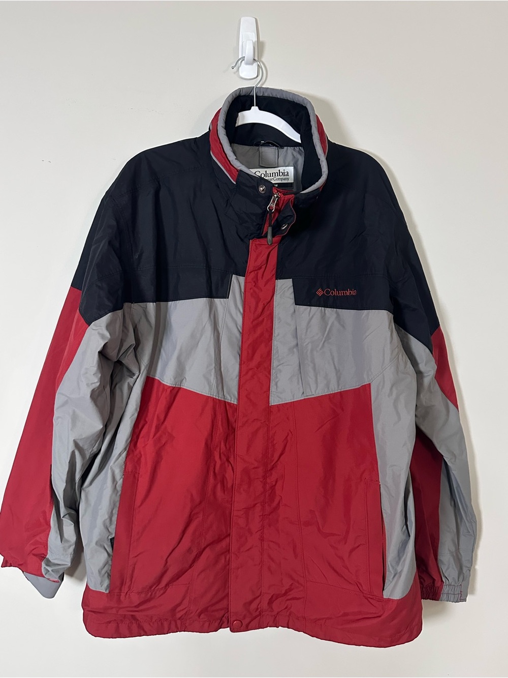 Vintage Columbia Bugaboo Interchange Omni-Tech Jacket Red Gray Black XL